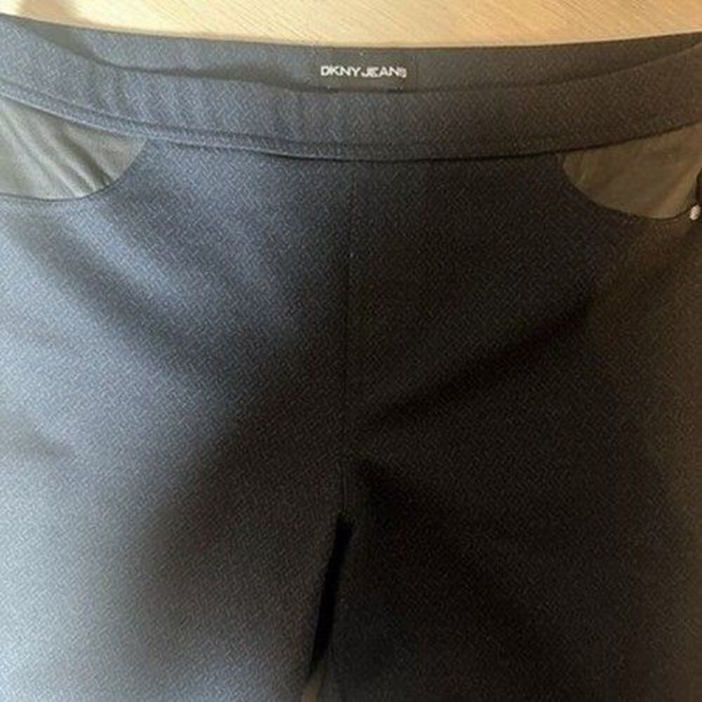 Dkny Jeans Womens Pull-on Stretch Leggings M Black Geometric Elastic Waist Y2K - Picture 4 of 5